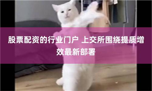 股票配资的行业门户 上交所围绕提质增效最新部署