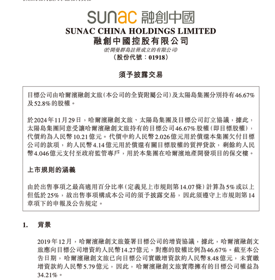 配资一流炒股配资网站 已投资5年，知名房产开发商宣布：退股哈尔滨冰雪大世界！当地国资接盘，10亿元价款有严格用途